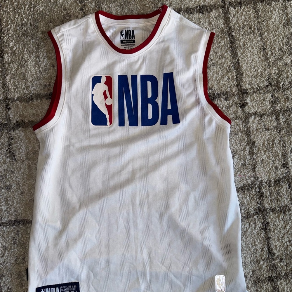 NBA White Jersey with Red Trim